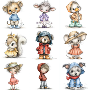 Spring Kids Cartoon Characters Clipart